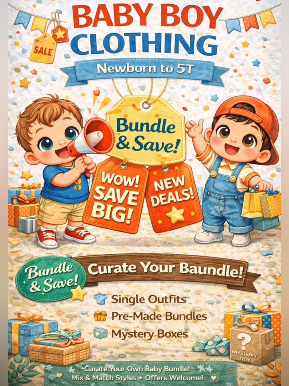 ⭐ Baby Boy Clothing Newborn–5T | Curate Your Own Bundle & Save ⭐